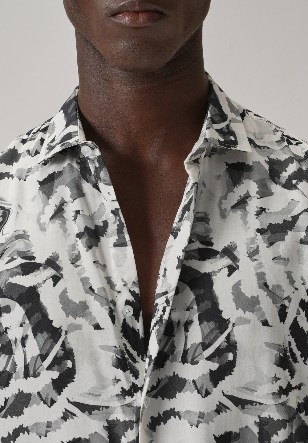 Black Abstract Camo Printed Shirt