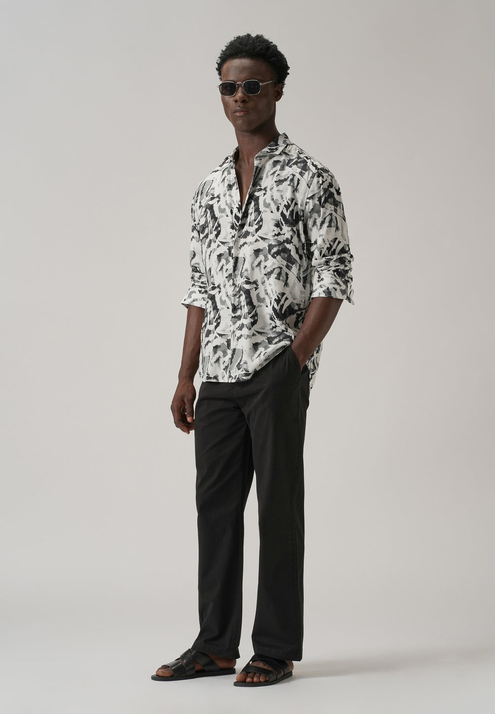 Black Abstract Camo Printed Shirt