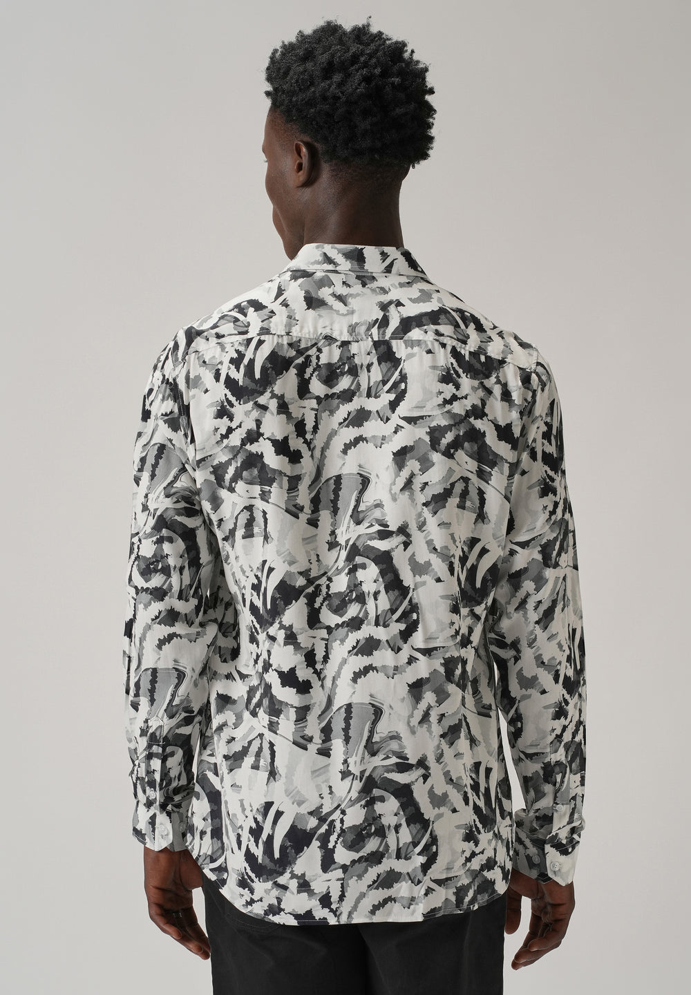 Black Abstract Camo Printed Shirt