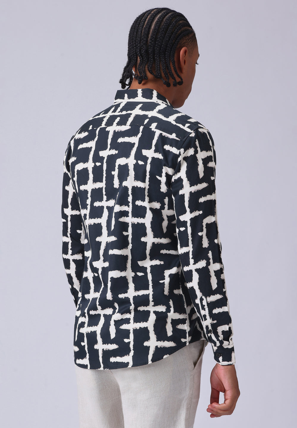 Black Abstract Check Print Shirt