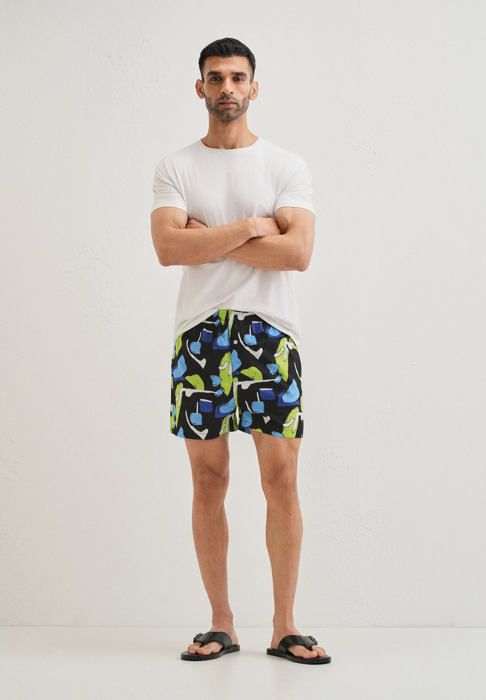Black Abstract Colour Printed Boxer