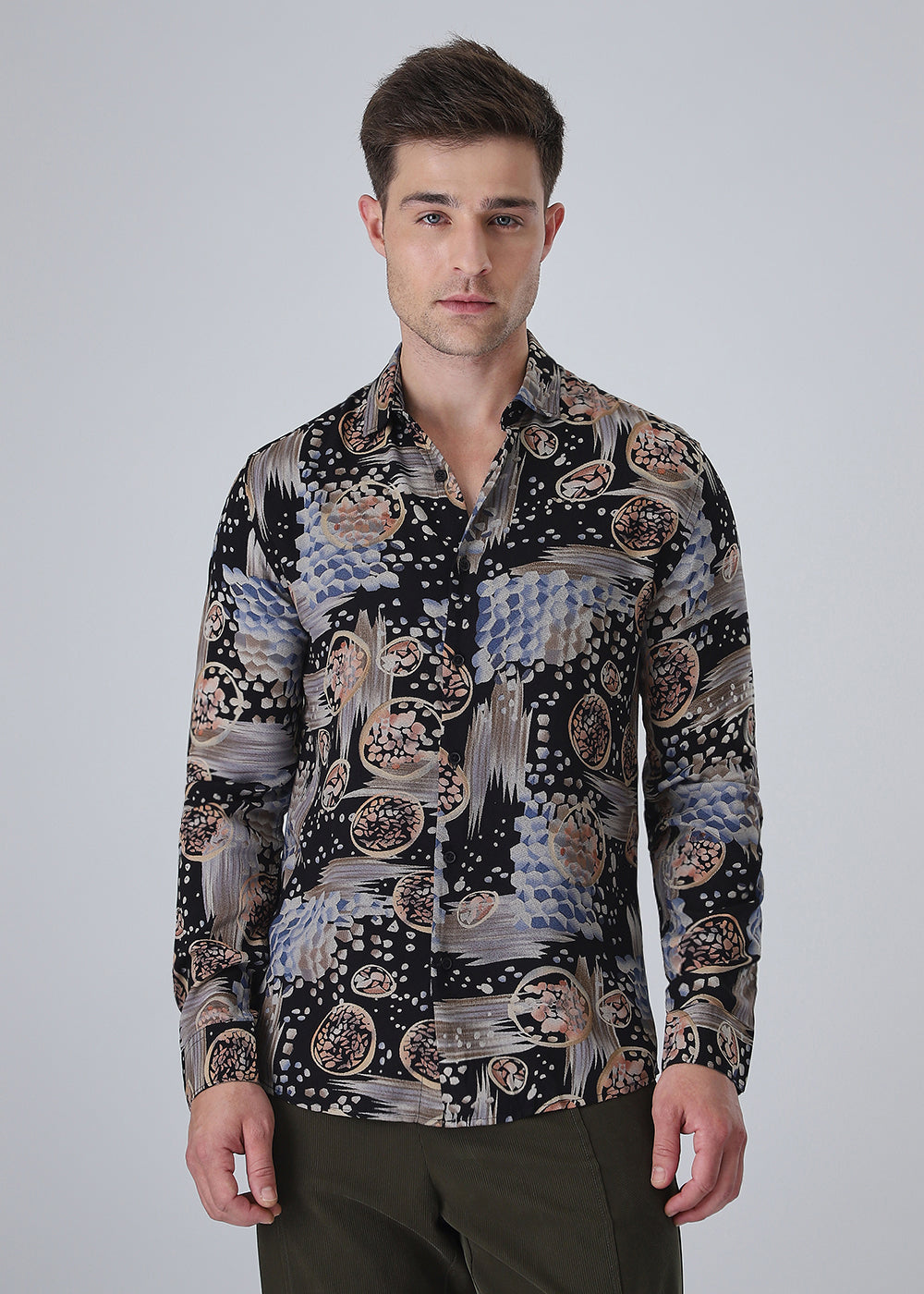 Noir Black Abstract Feather Shirt