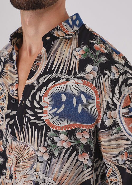 Black Abstract Feather Shirt