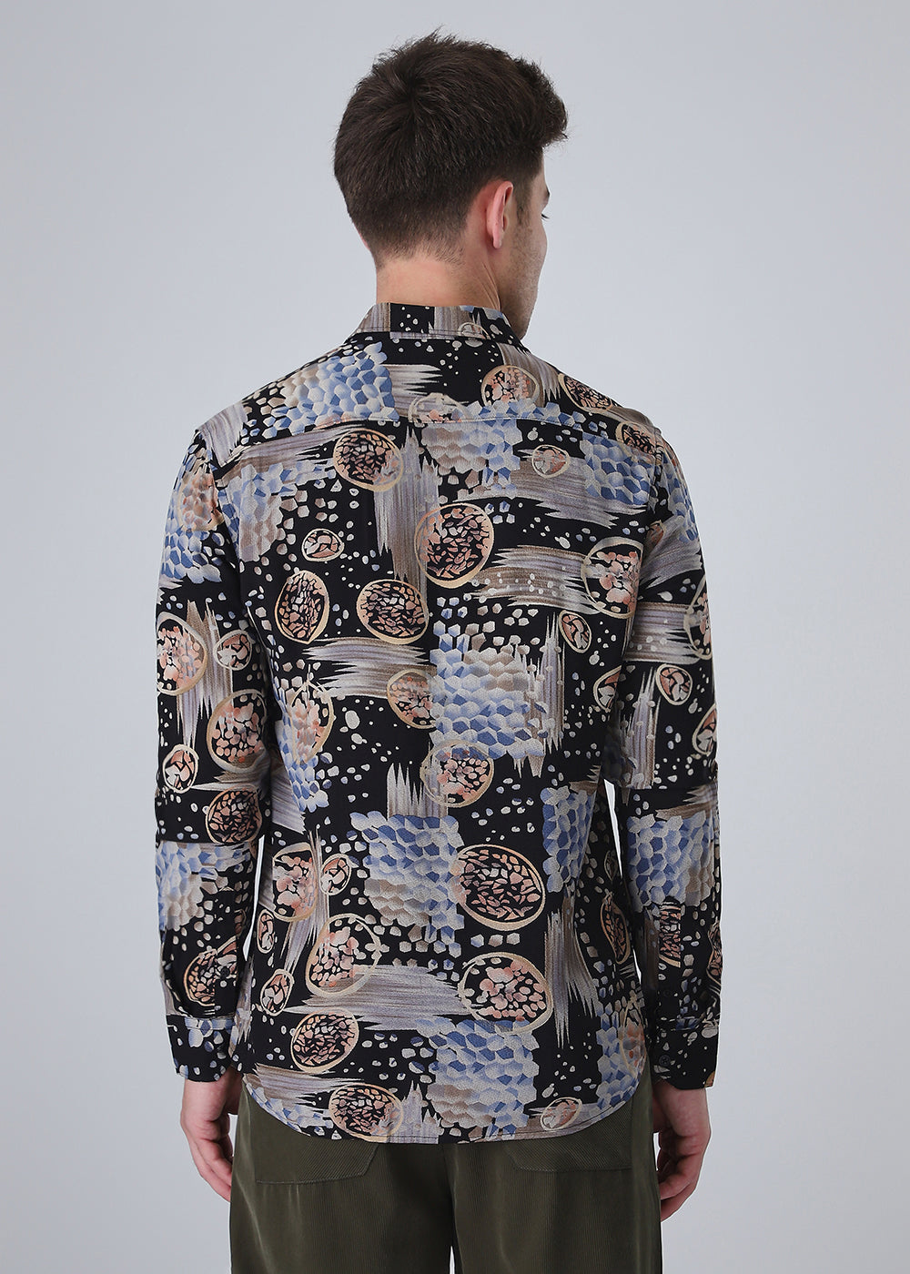 Noir Black Abstract Feather Shirt