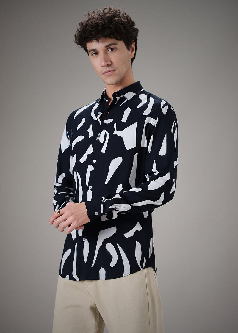 Graph  Monochrome   Cotton Shirt