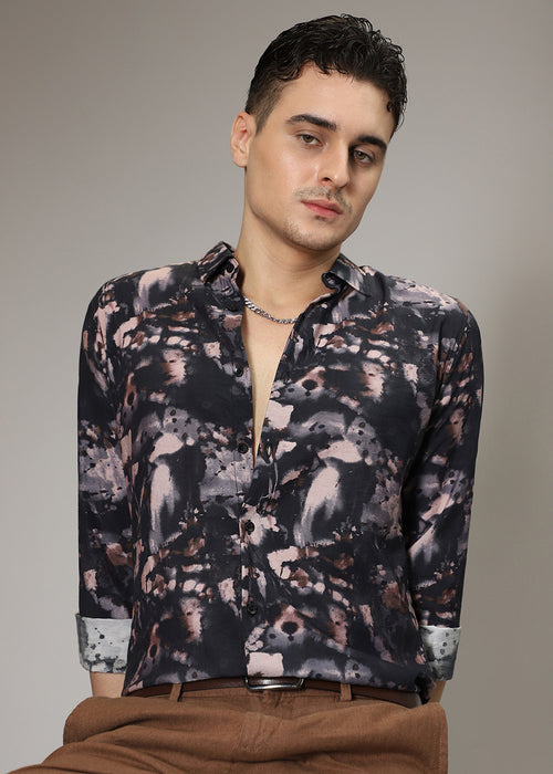 Black Abstract Print Shirt