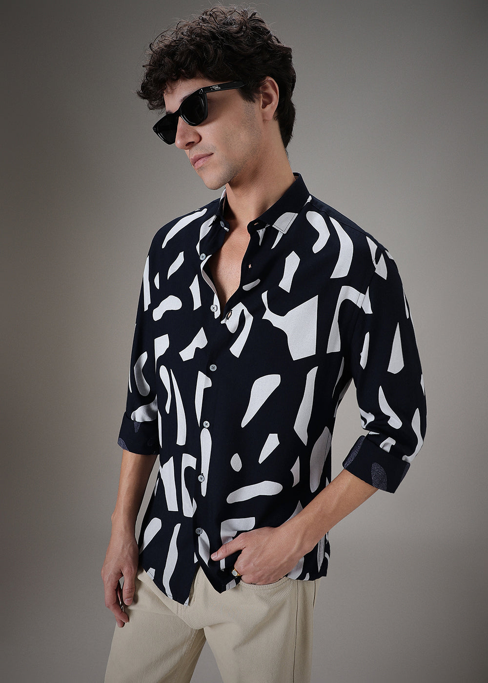 Monochrome Abstract Printed Shirt