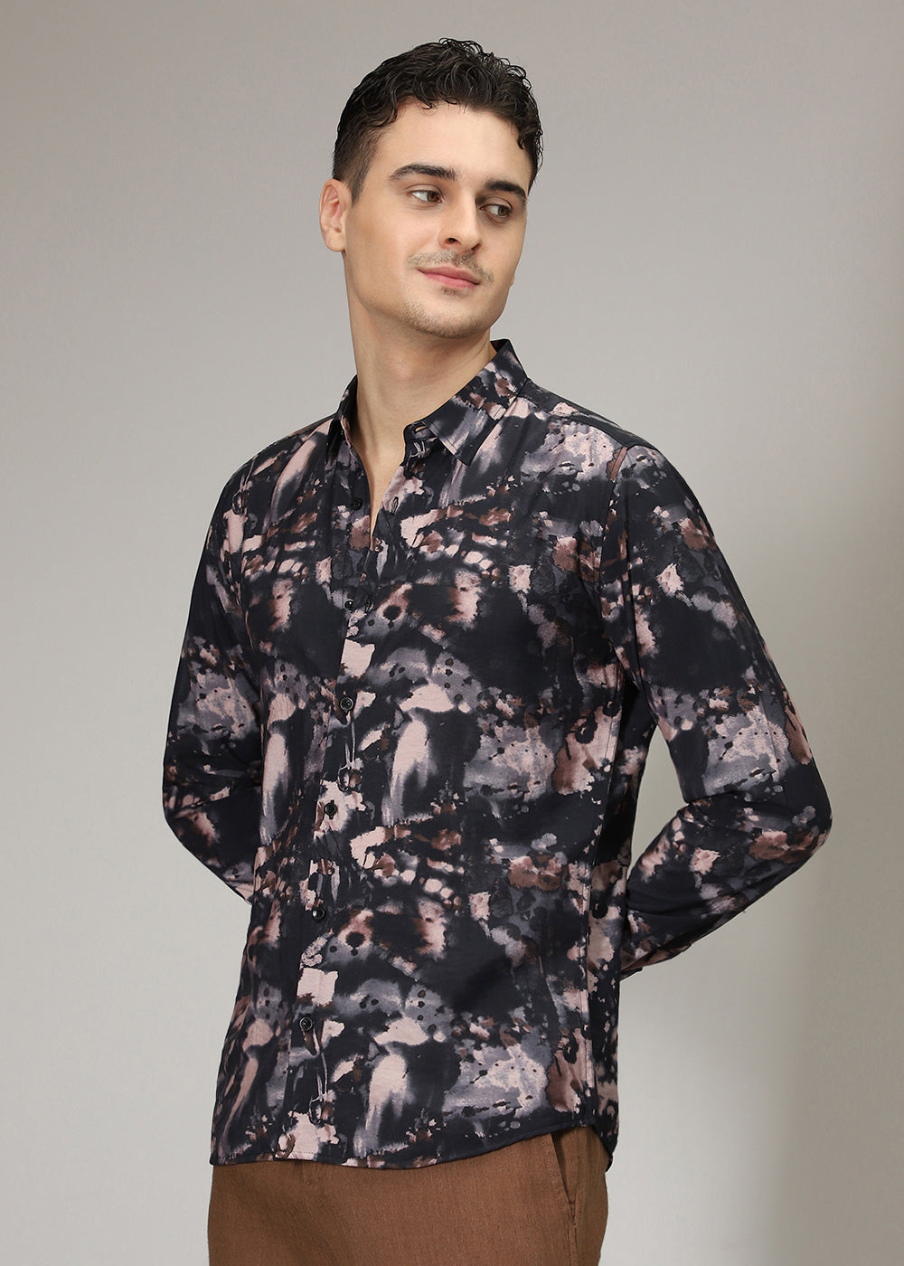 Black Abstract Print Shirt