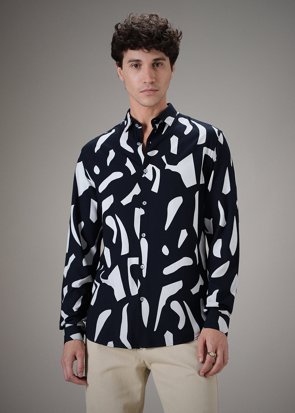 Monochrome Abstract Printed Shirt