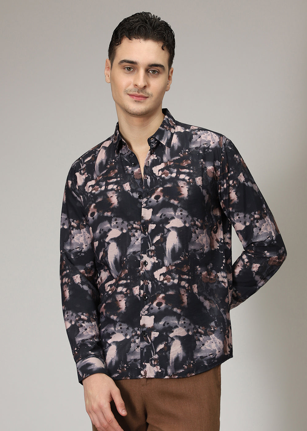 Black Abstract Print Shirt