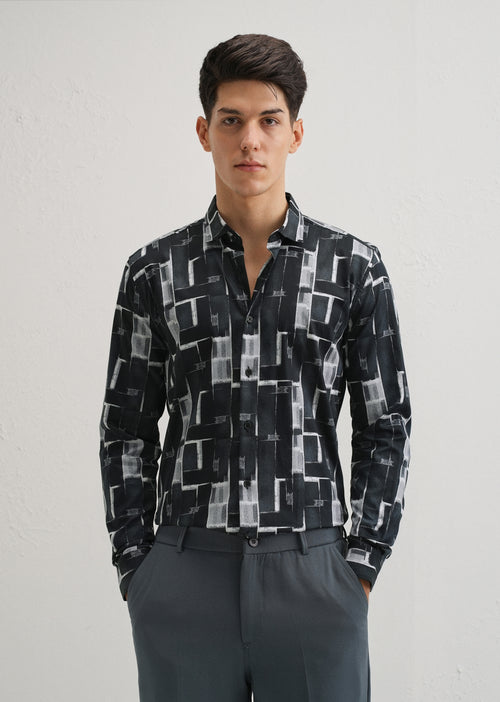 Black Abstractox Printed shirt