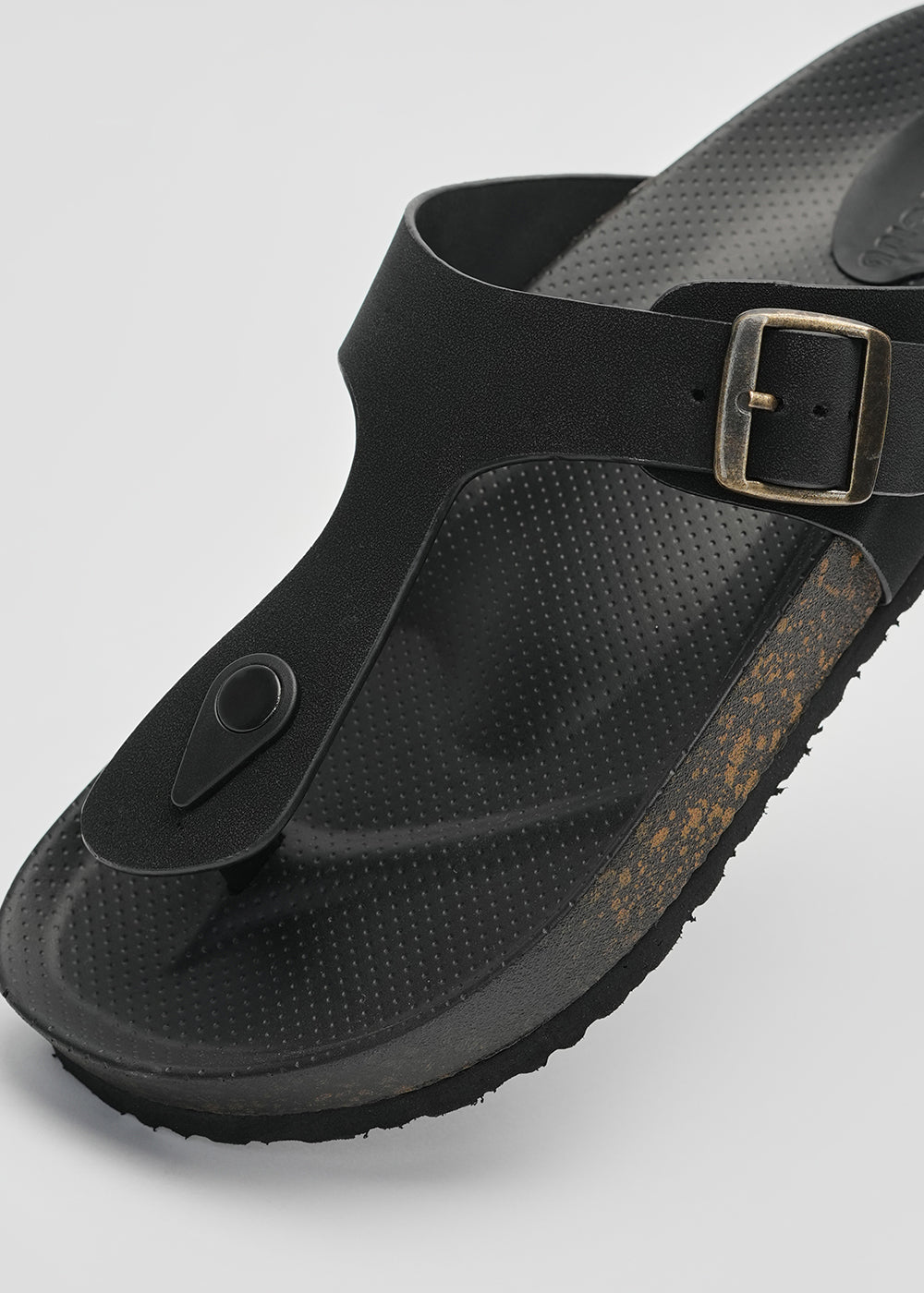 Black Adjustable Thong Sandals