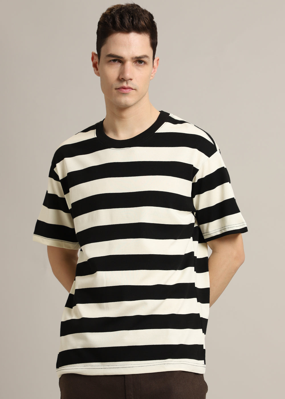 Black And Cream Stripe T-shirt