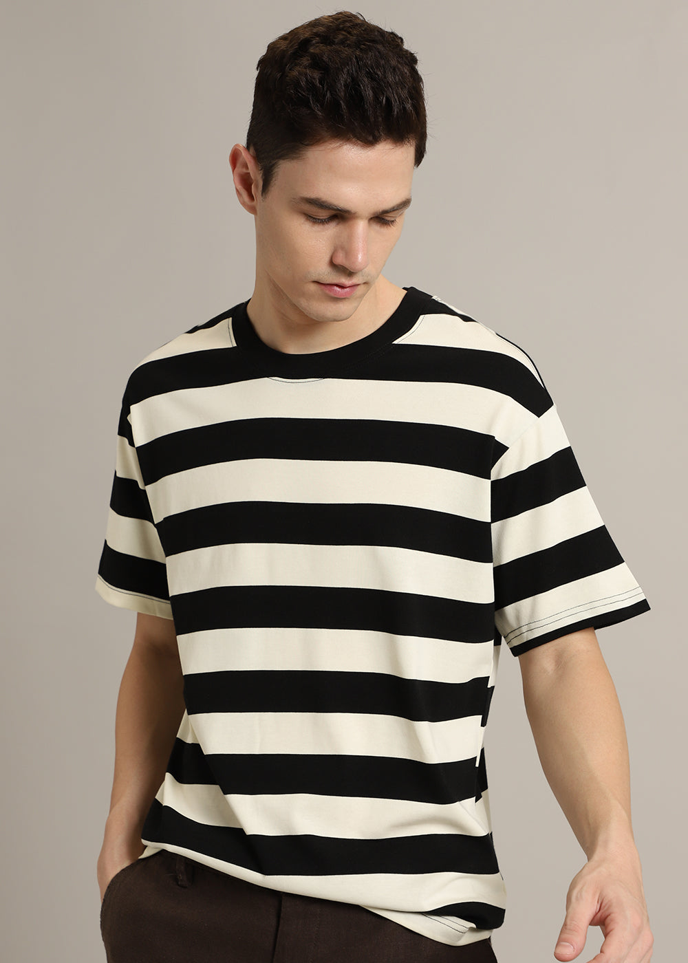 Black And Cream Stripe T-shirt