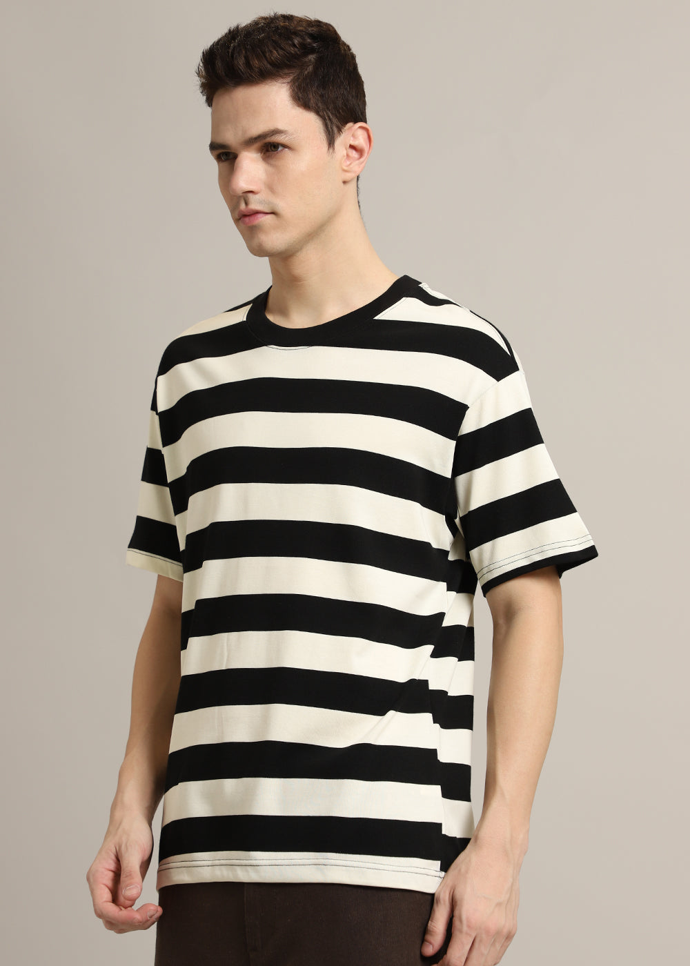 Black And Cream Stripe T-shirt