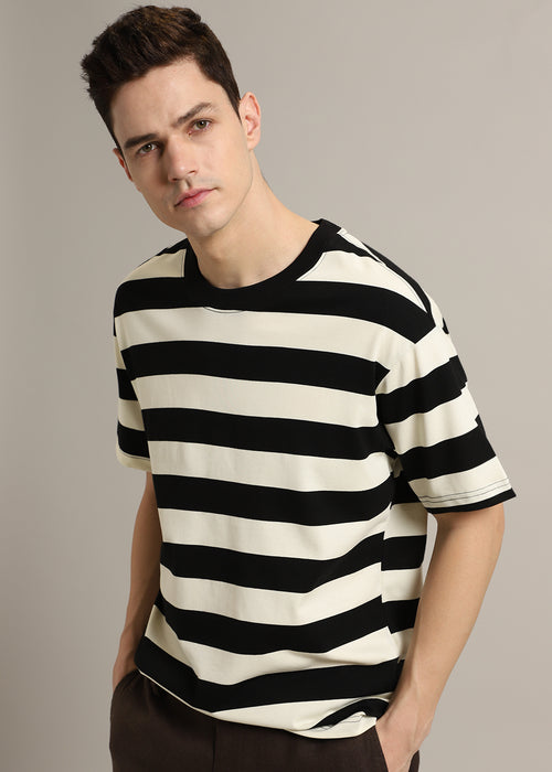 Black And Cream Stripe T-shirt