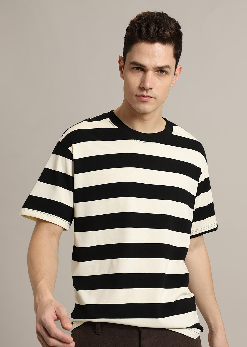 Black And Cream Stripe T-shirt