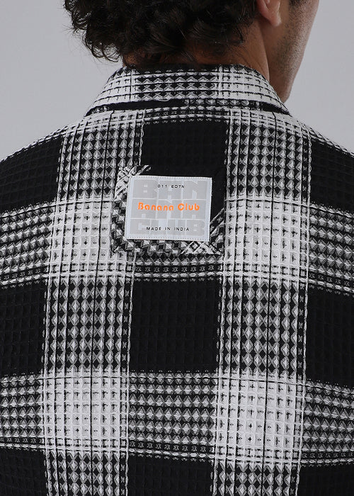 Black And White Waffle Plaid Check Shirt