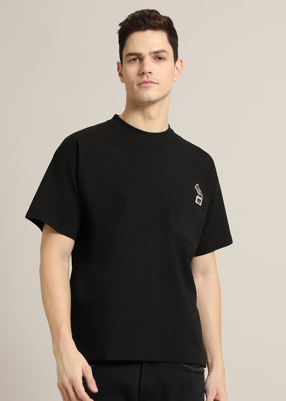 Black Applique Oversized T-Shirt