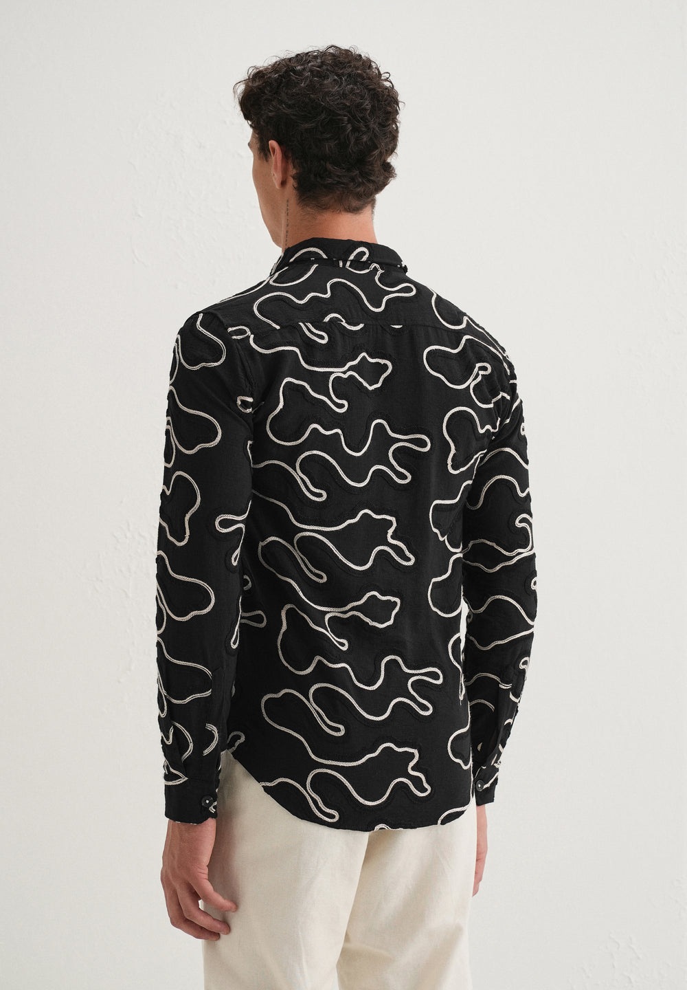 Black Artistic Abstract Embroidery Shirt