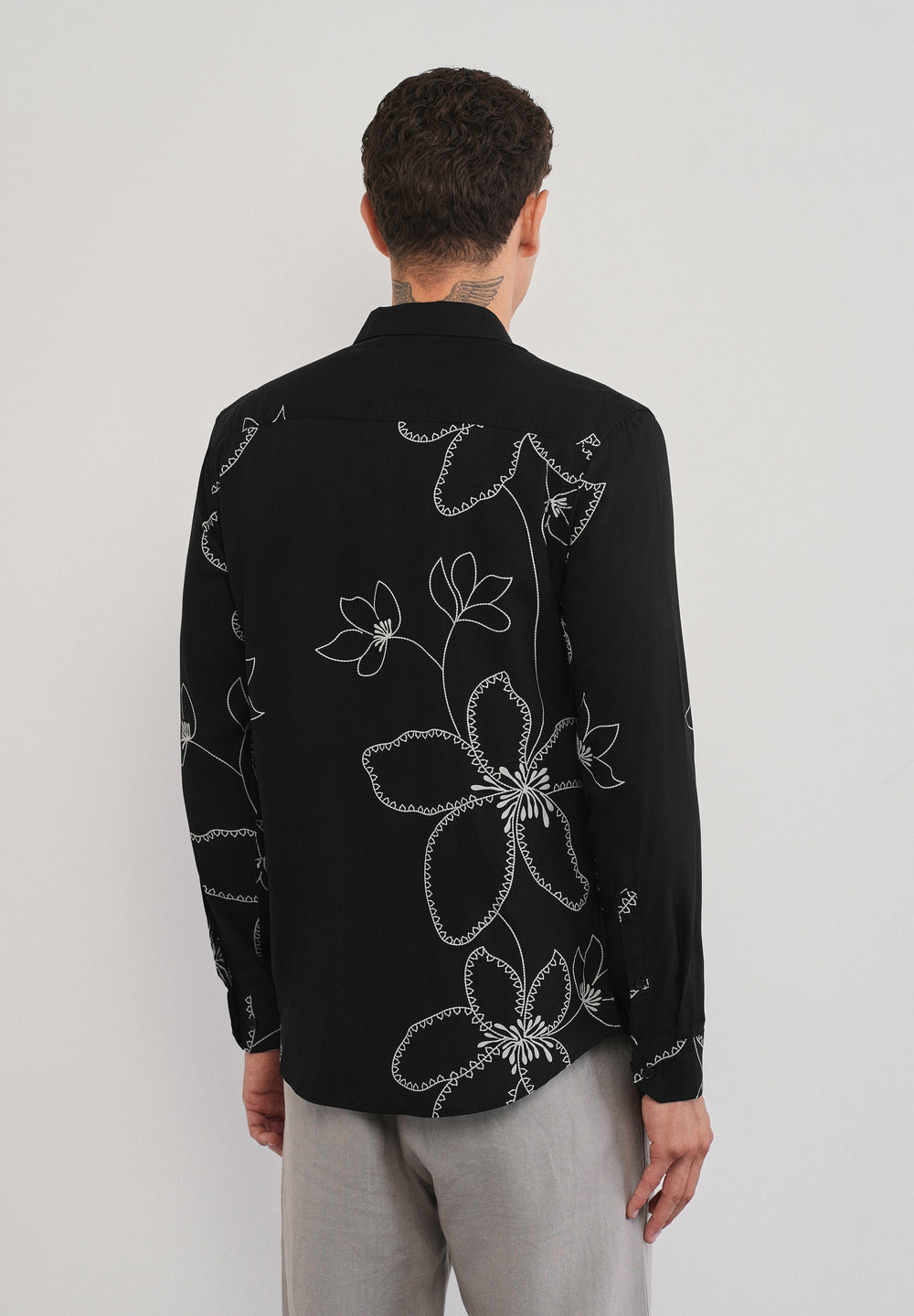Black Artistic Floral Printed Shirt