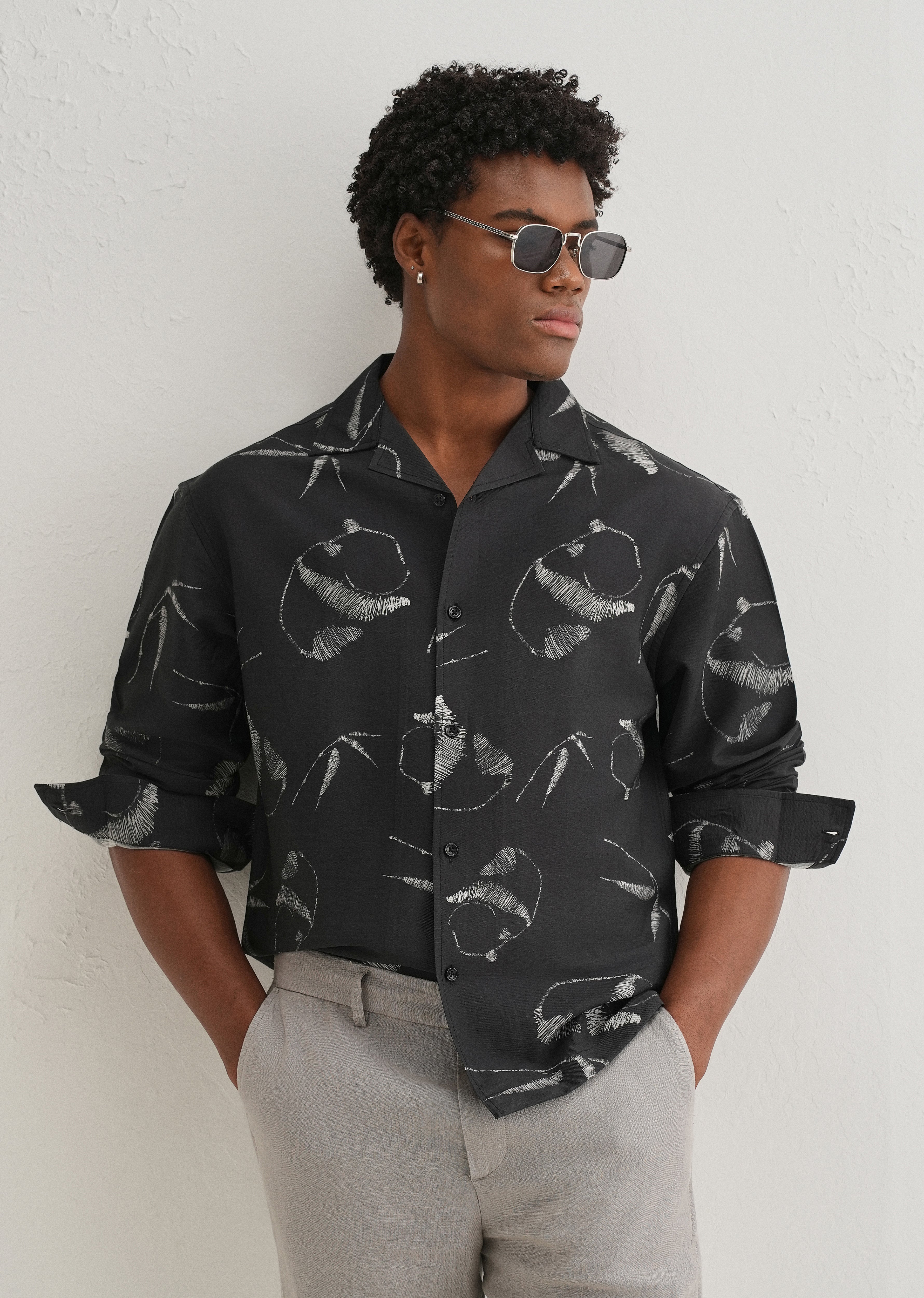 Black Artistic Printed Shirt
