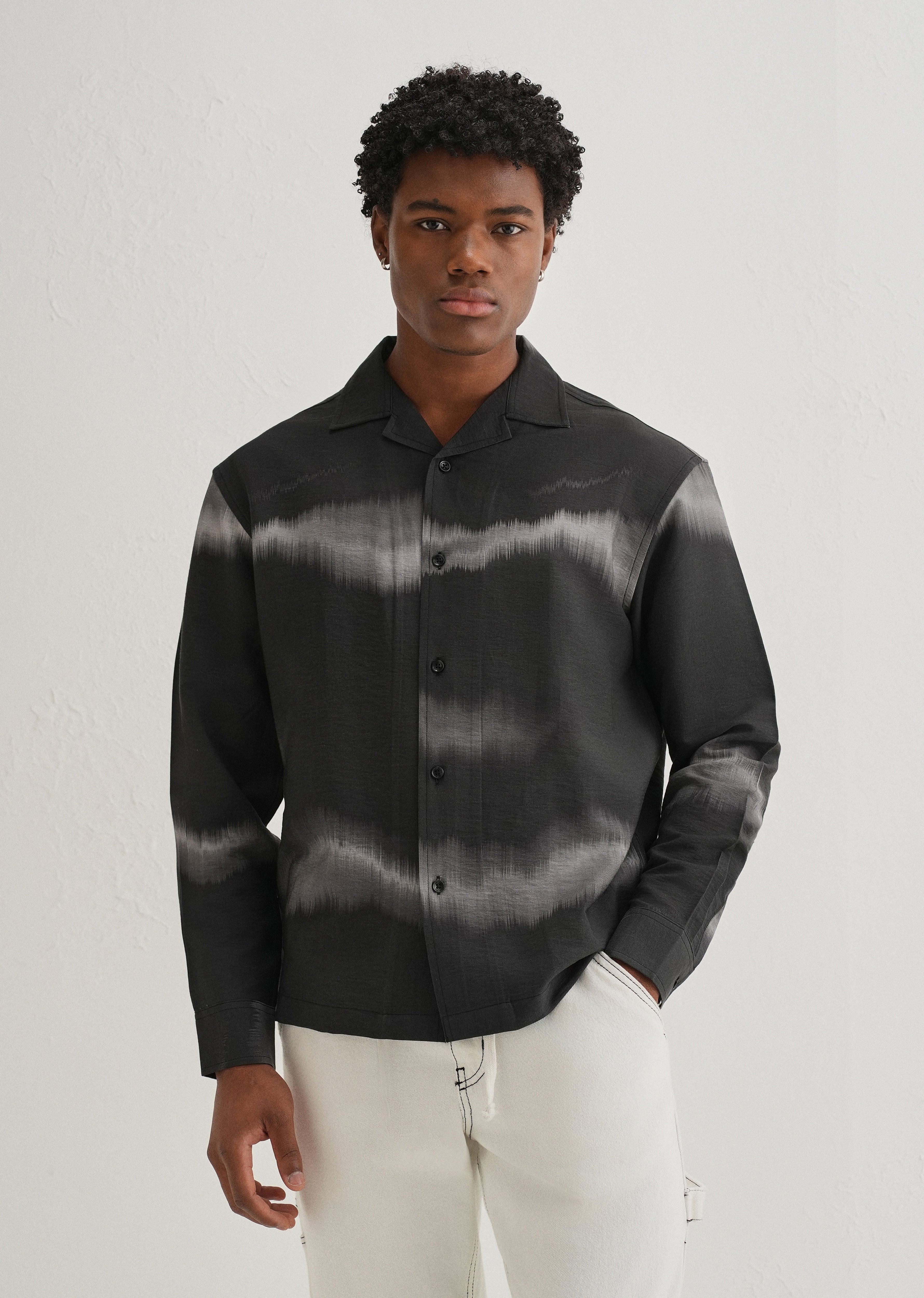 Black Ash Wave Printed Shirt