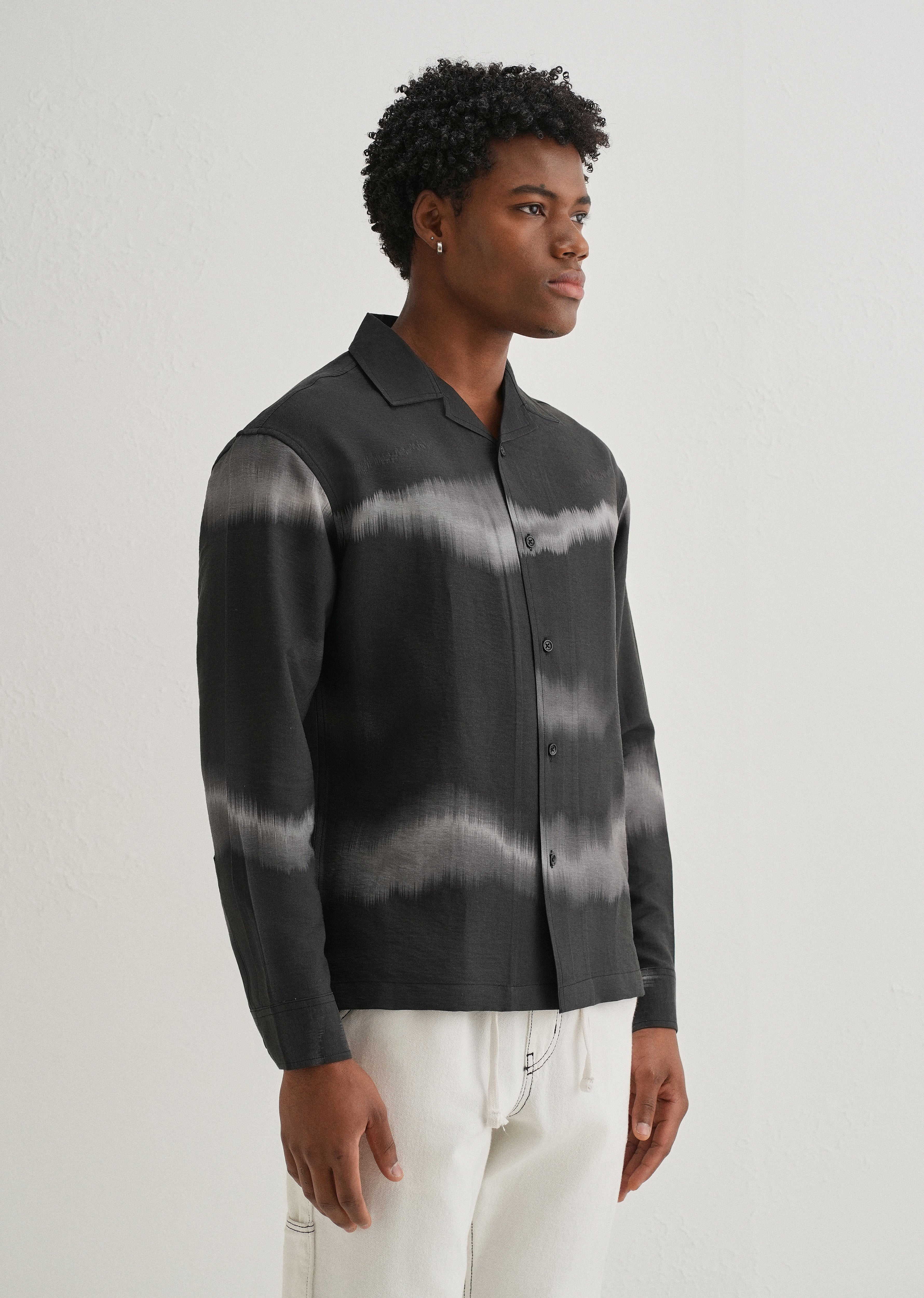 Black Ash Wave Printed Shirt