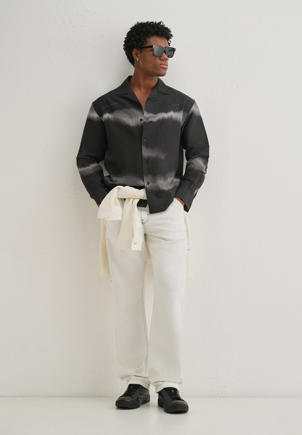 Black Ash Wave Printed Shirt