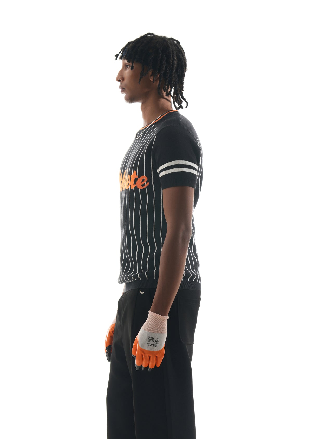 Black Athlete Jacquard Knit T-Shirt