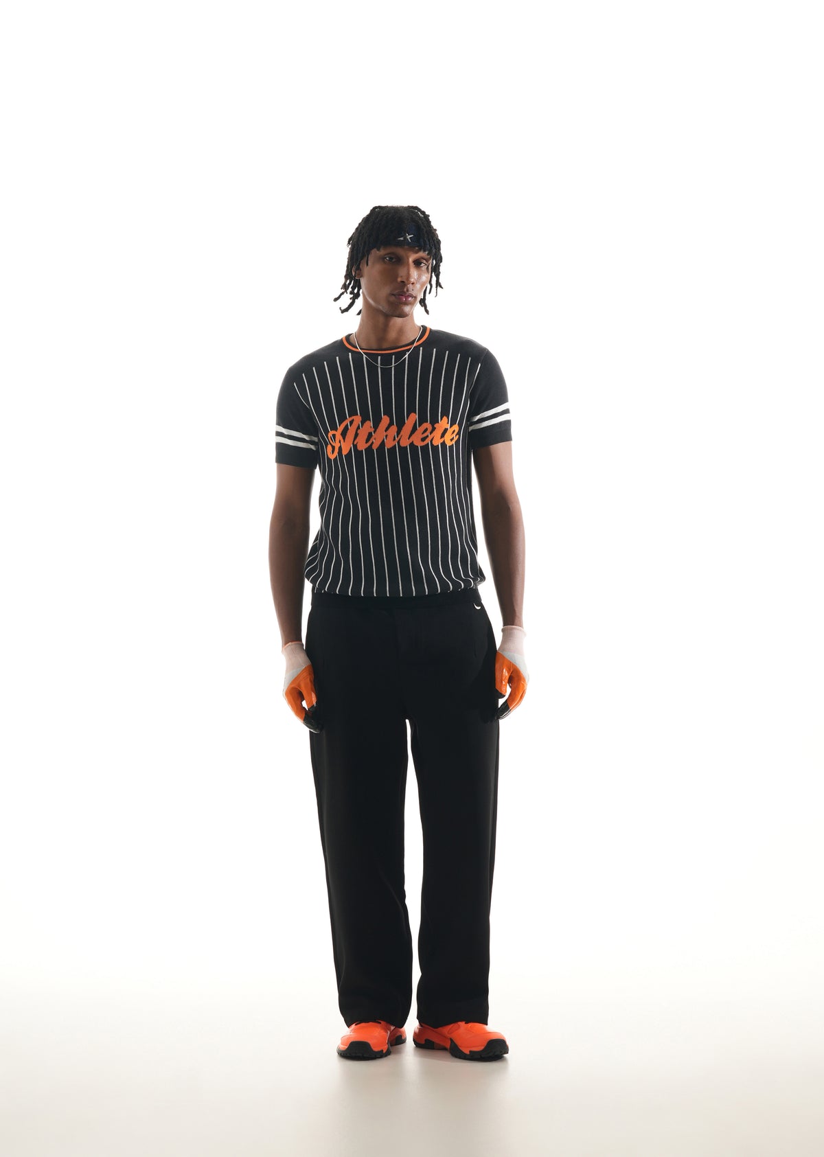 Black Athlete Jacquard Knit T-Shirt