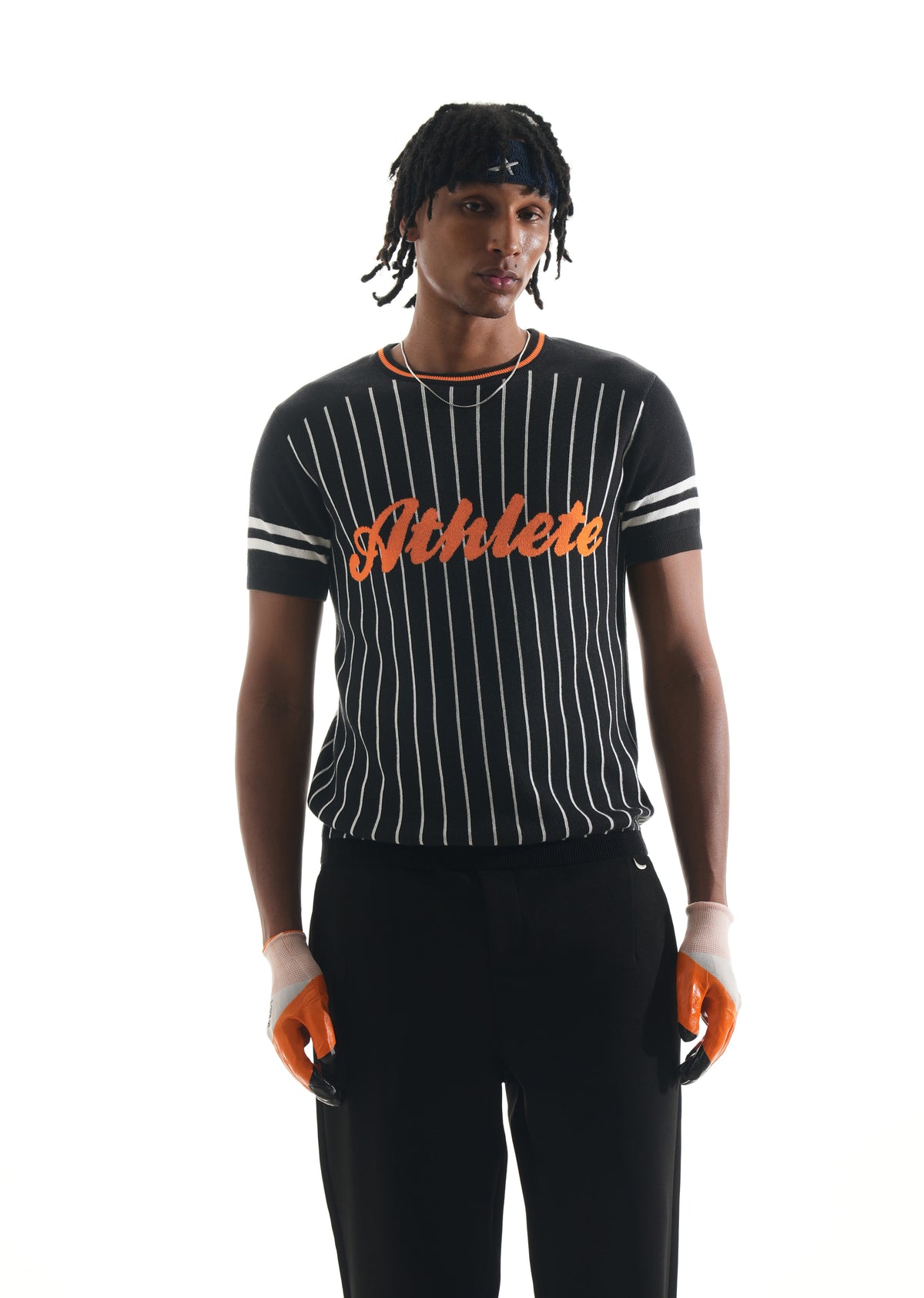Black Athlete Jacquard Knit T-Shirt