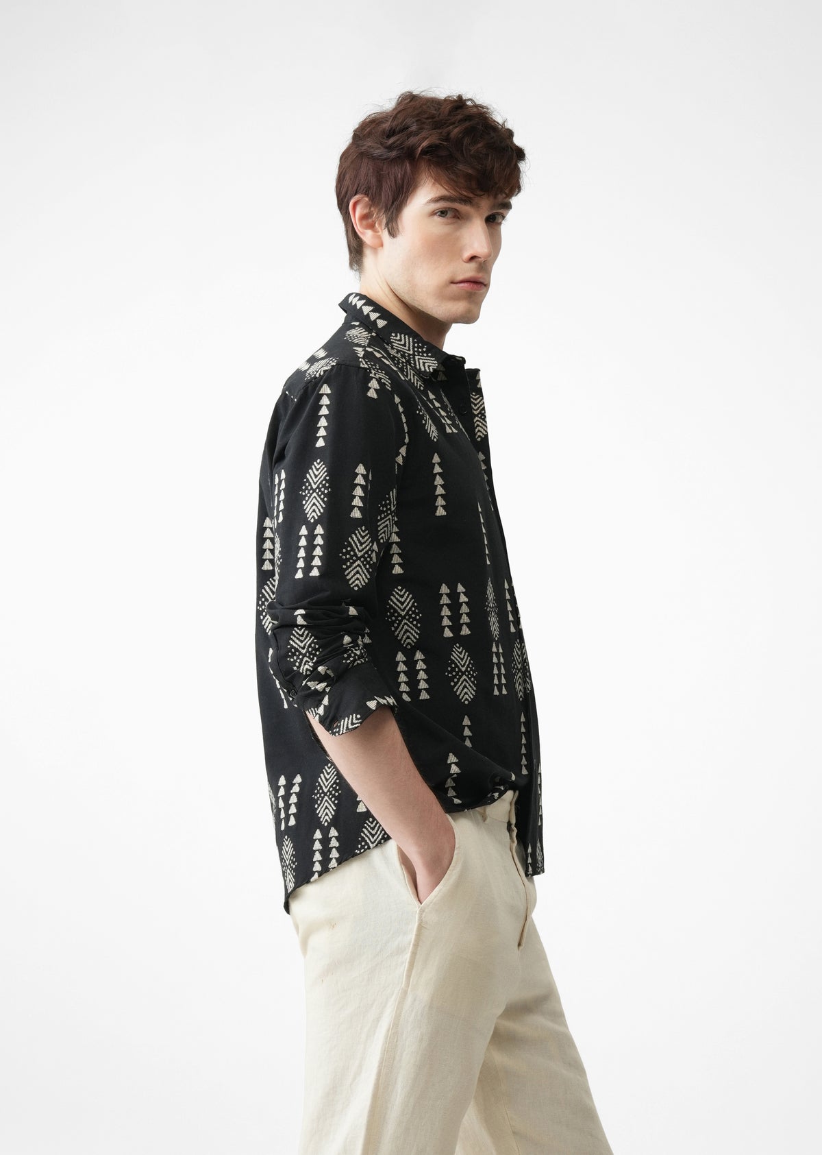 Black Aztec Jacquard Shirt