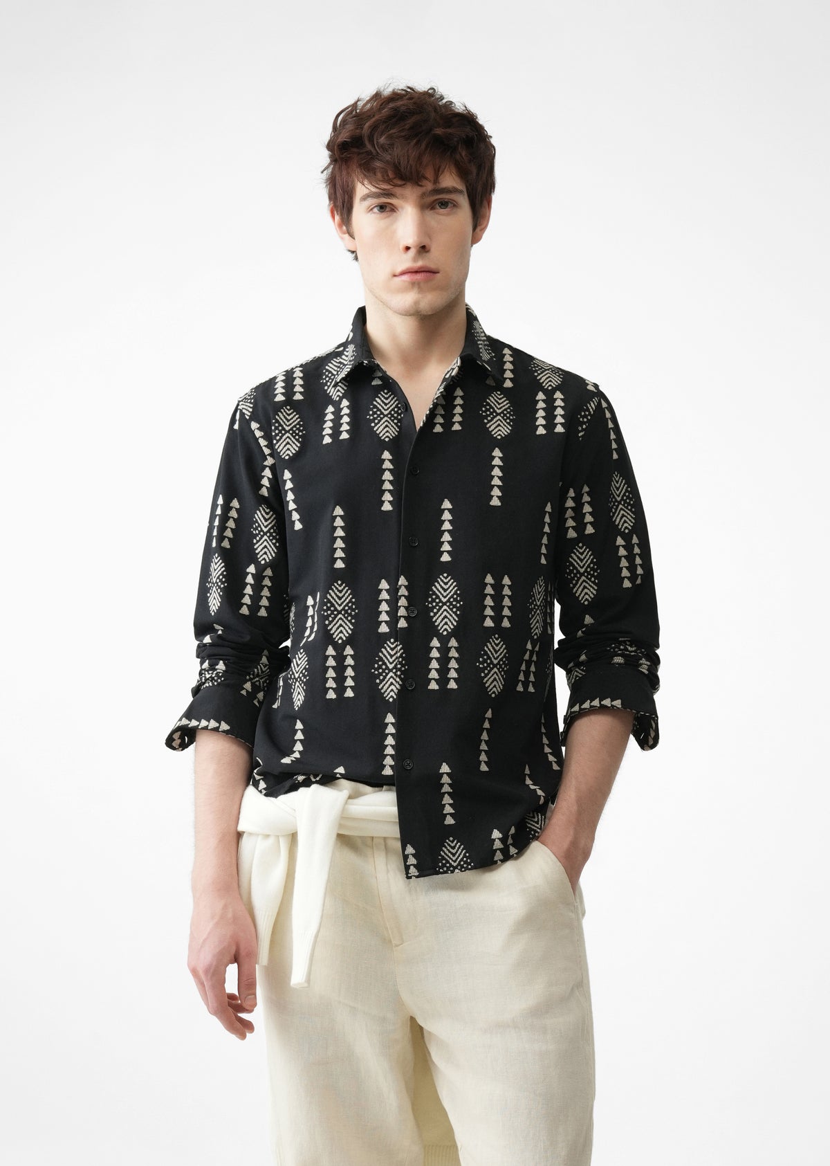 Black Aztec Jacquard Shirt