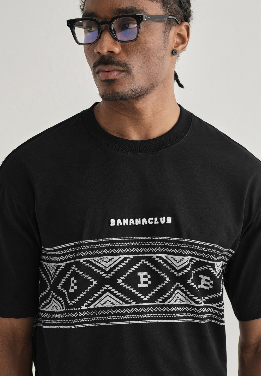 Black Aztec Printed Oversized T-shirt