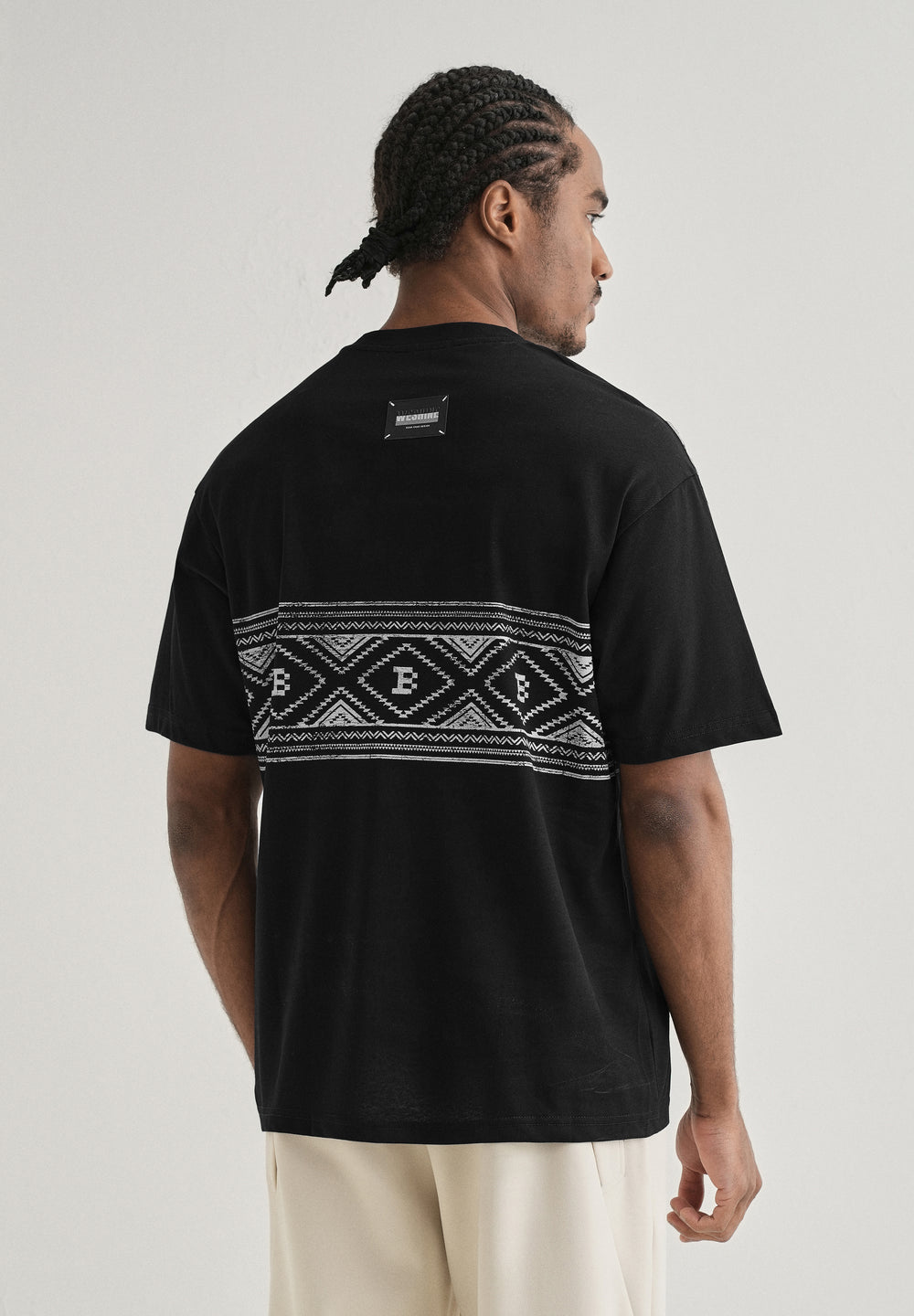 Black Aztec Printed Oversized T-shirt