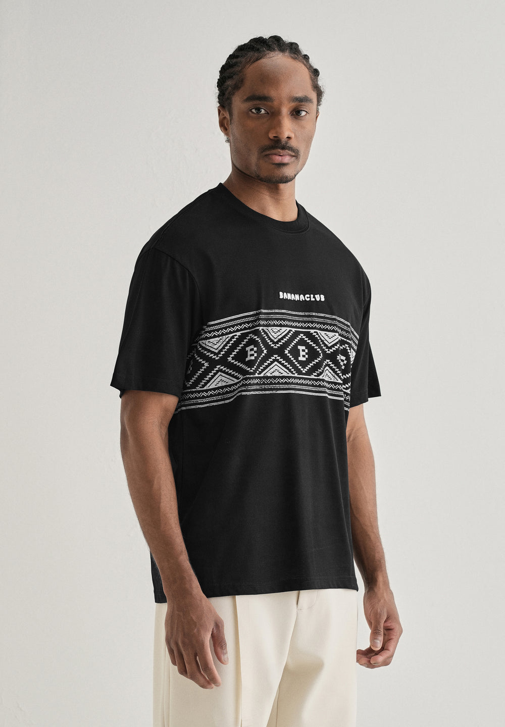 Black Aztec Printed Oversized T-shirt