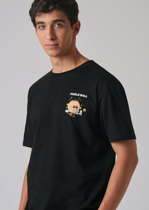 Black Back Printed Oversized T-Shirt