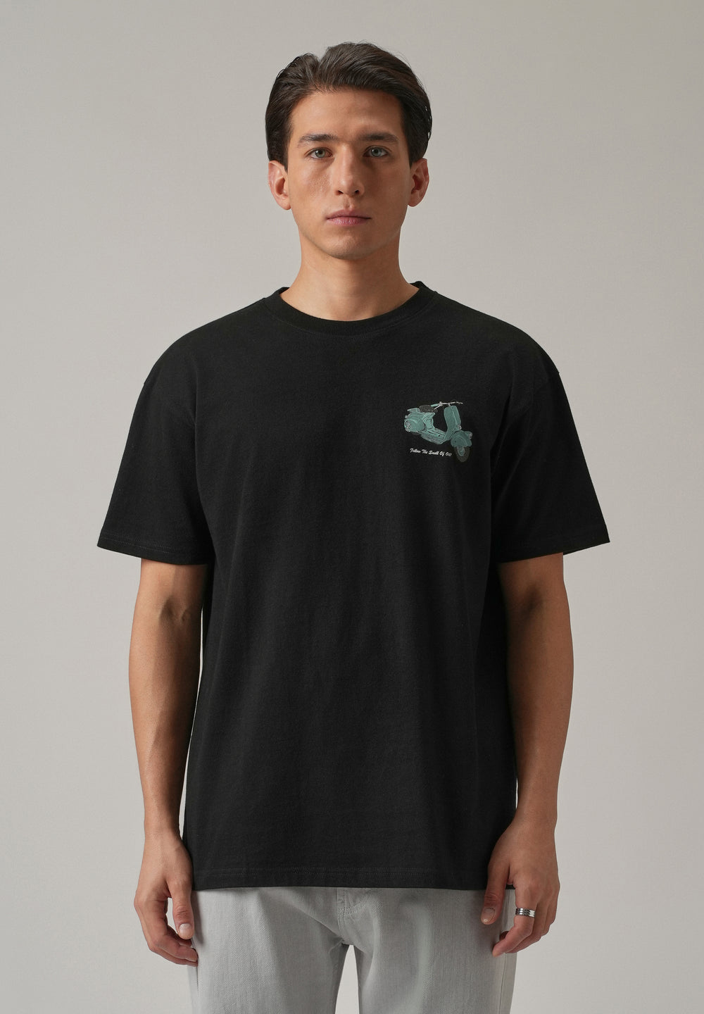 Black Back Print Oversized T-shirt