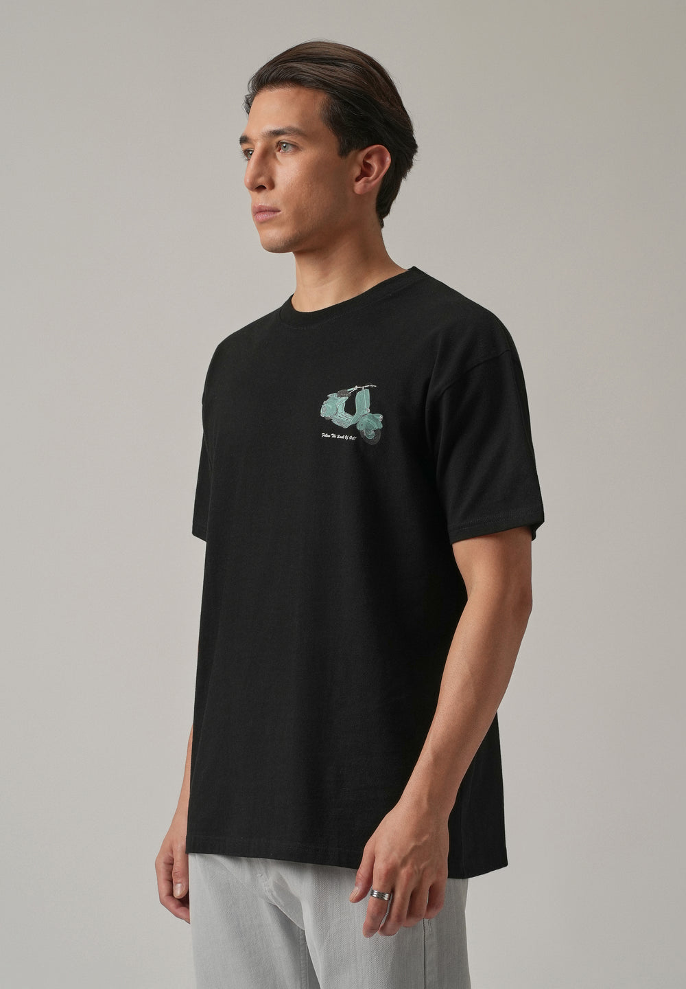 Black Back Print Oversized T-shirt