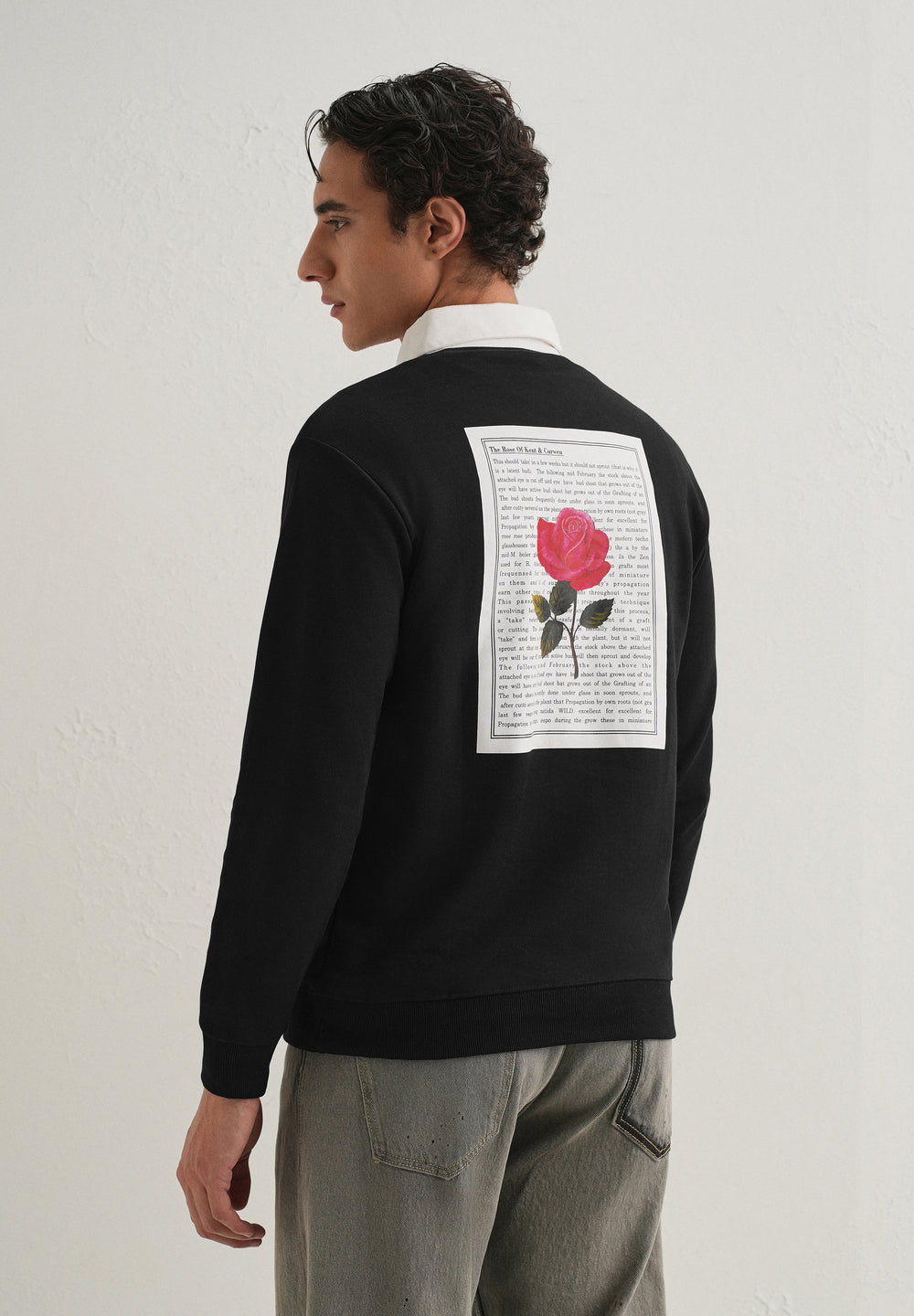 Black Back Print Polo Sweatshirt