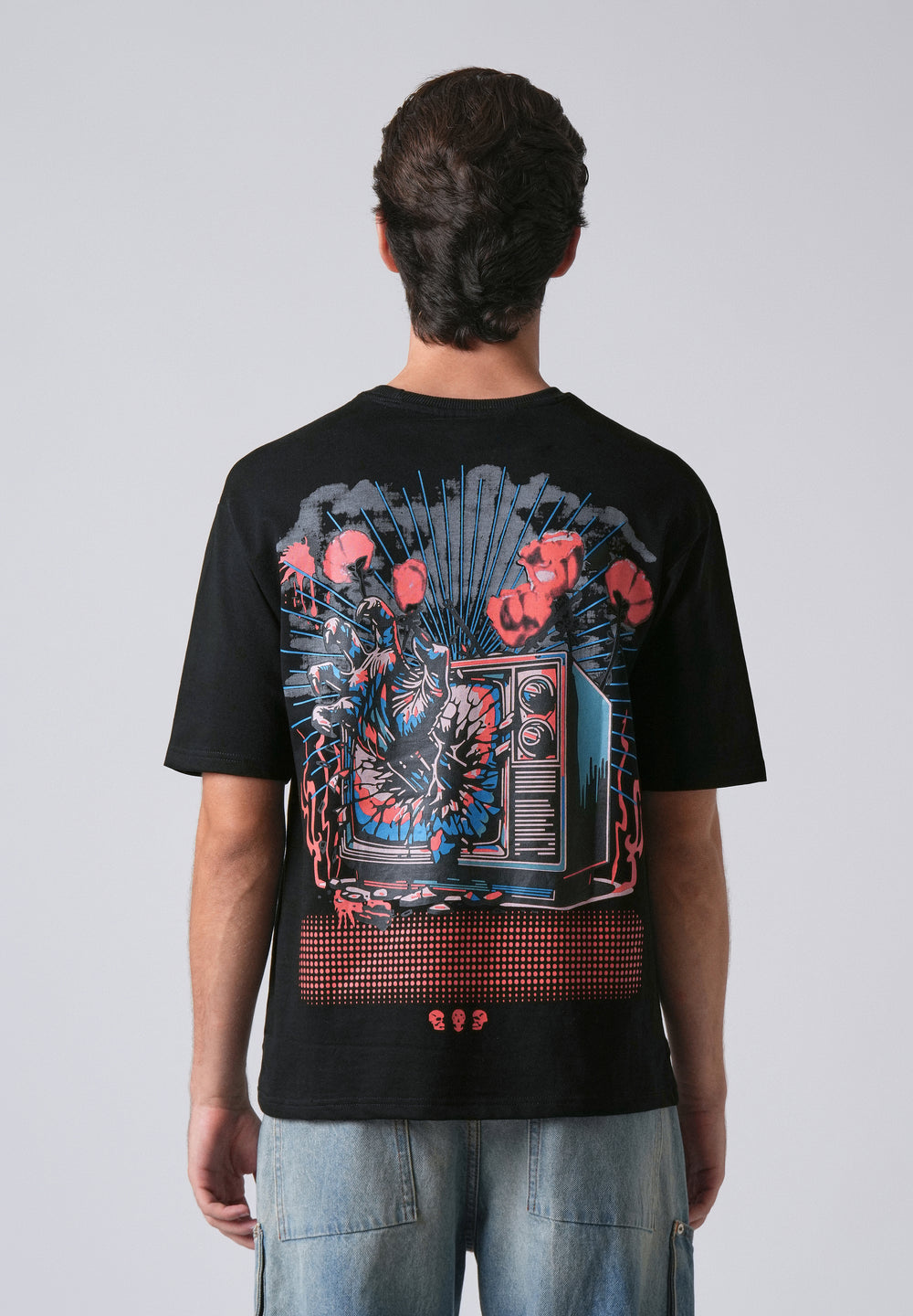 Black Back Print Relaxed Fit T- shirt