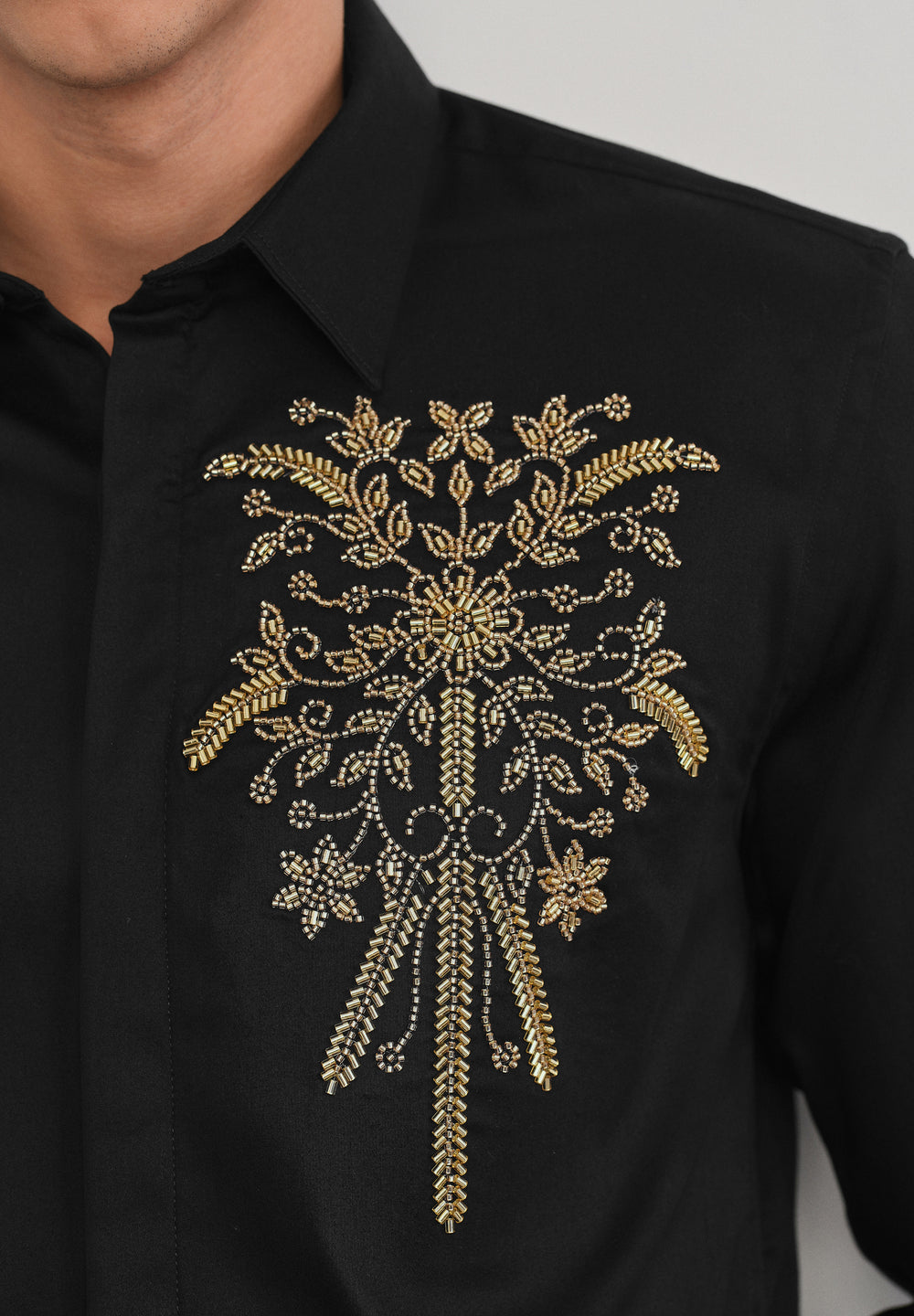 Black Beadwork Designer Shirt