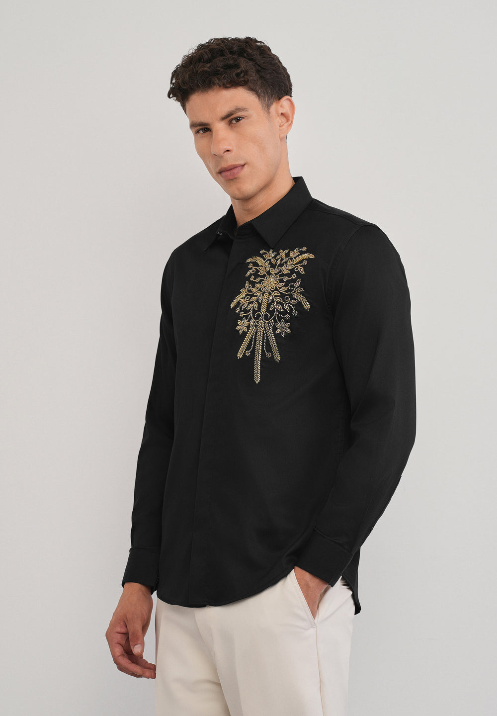 Black Beadwork Designer Shirt
