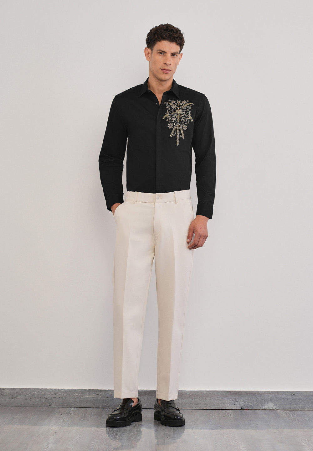 Black Beadwork Designer Shirt