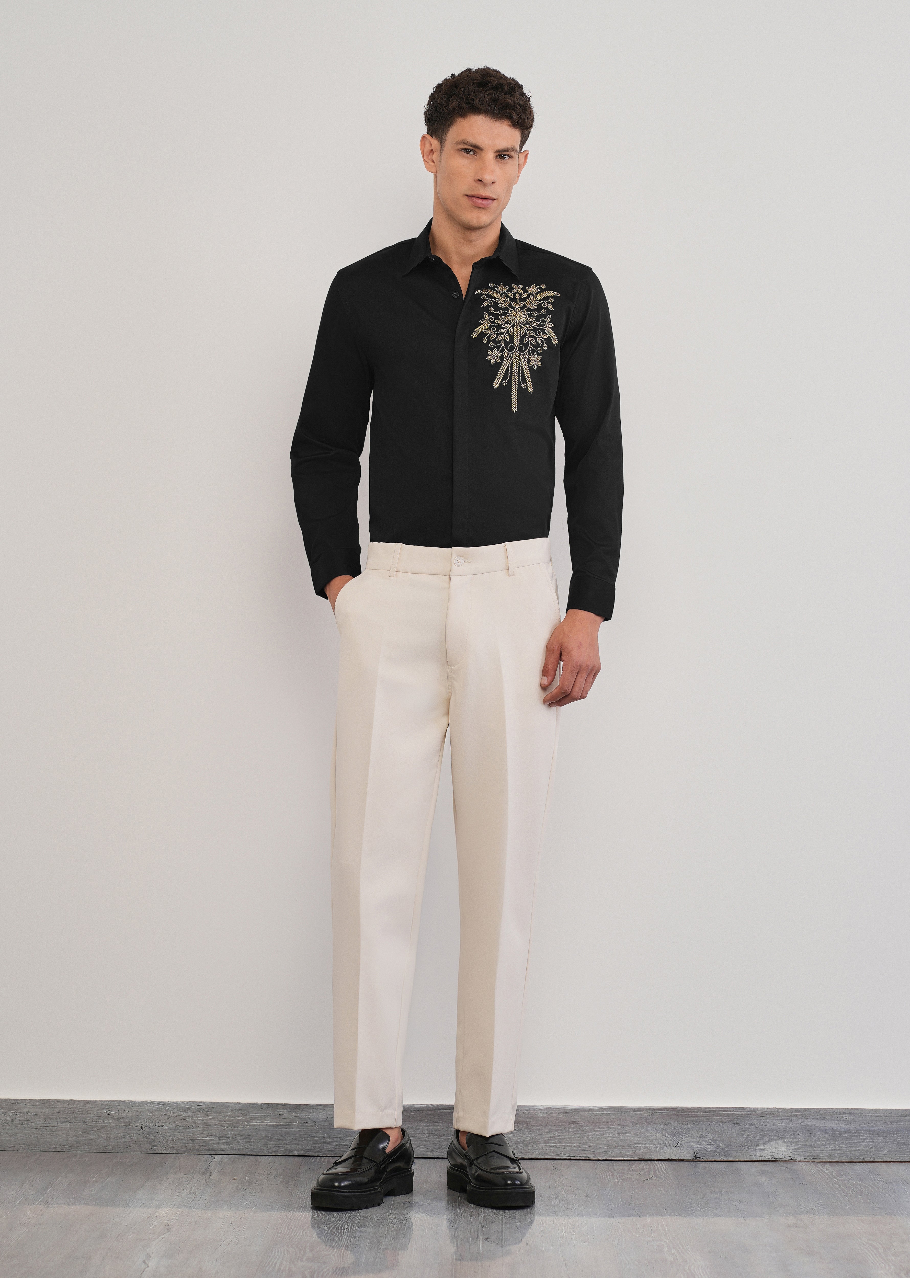 Black Beadwork Designer Shirt