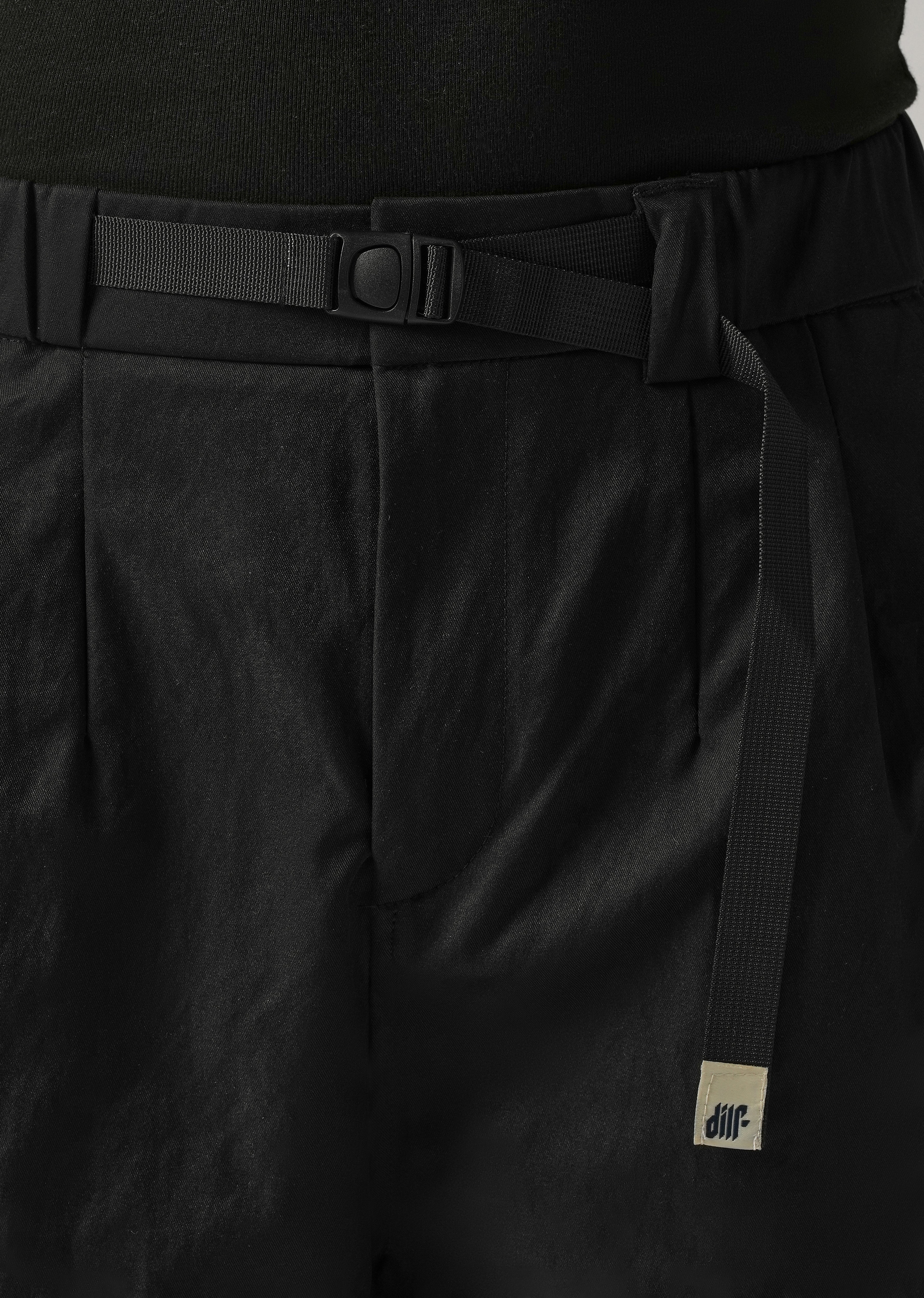 Black Twill Belt Relaxed Fit Pant