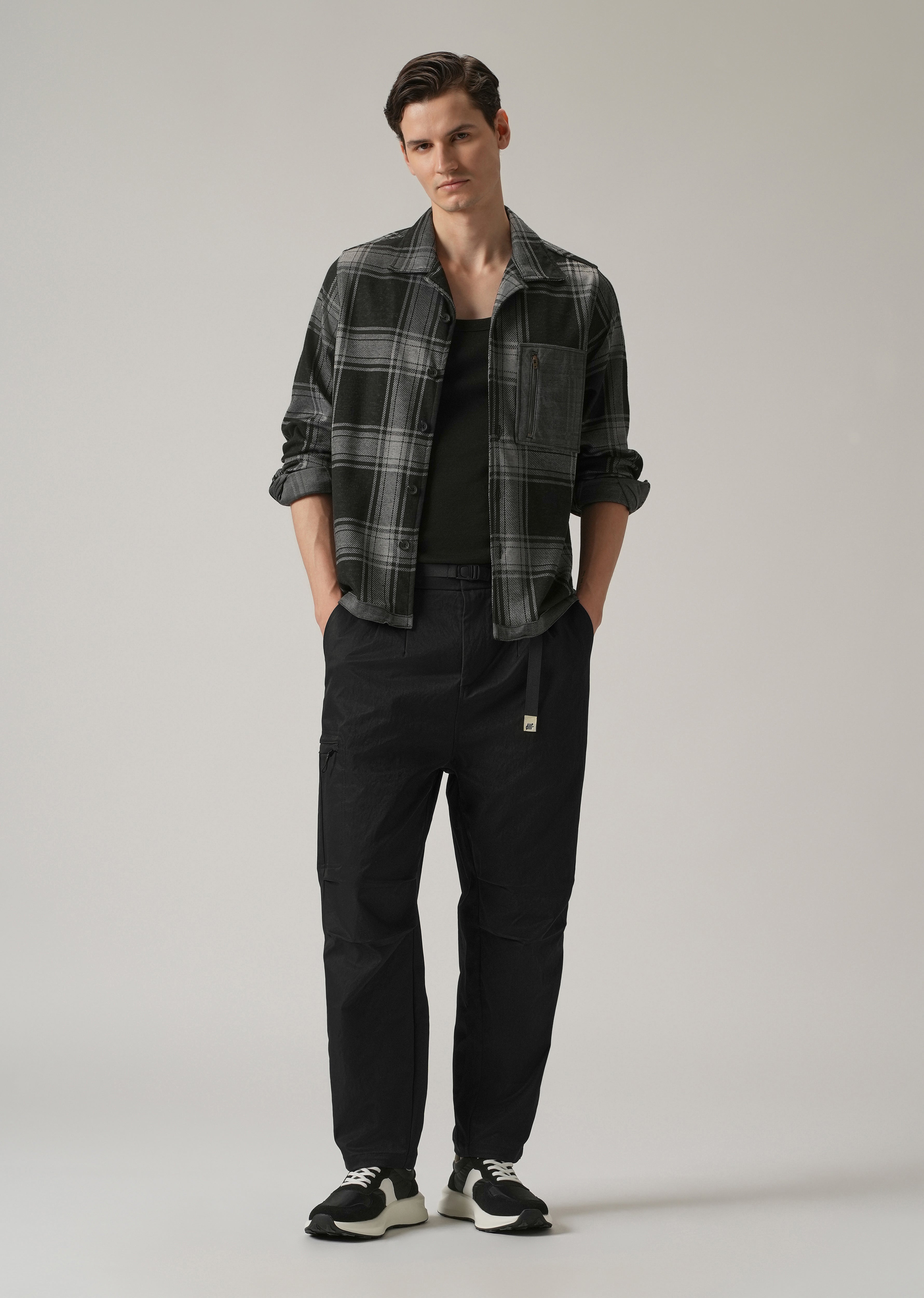 Black Twill Belt Relaxed Fit Pant