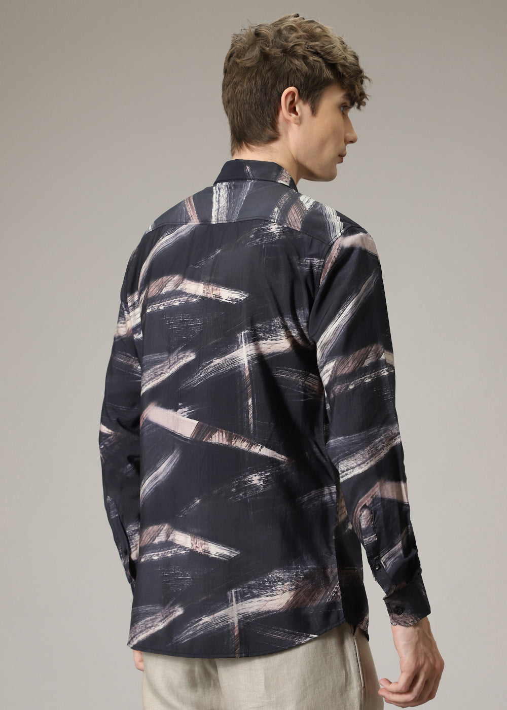 Black Brush Strokes Print Shirt