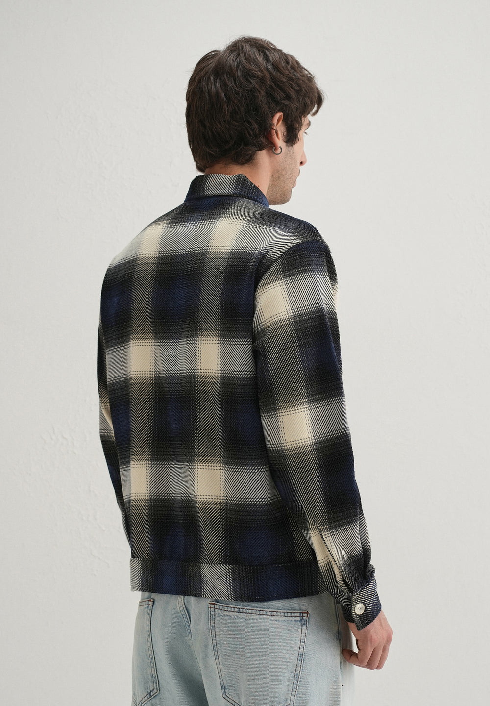 Black Brushed Check Utility Shacket